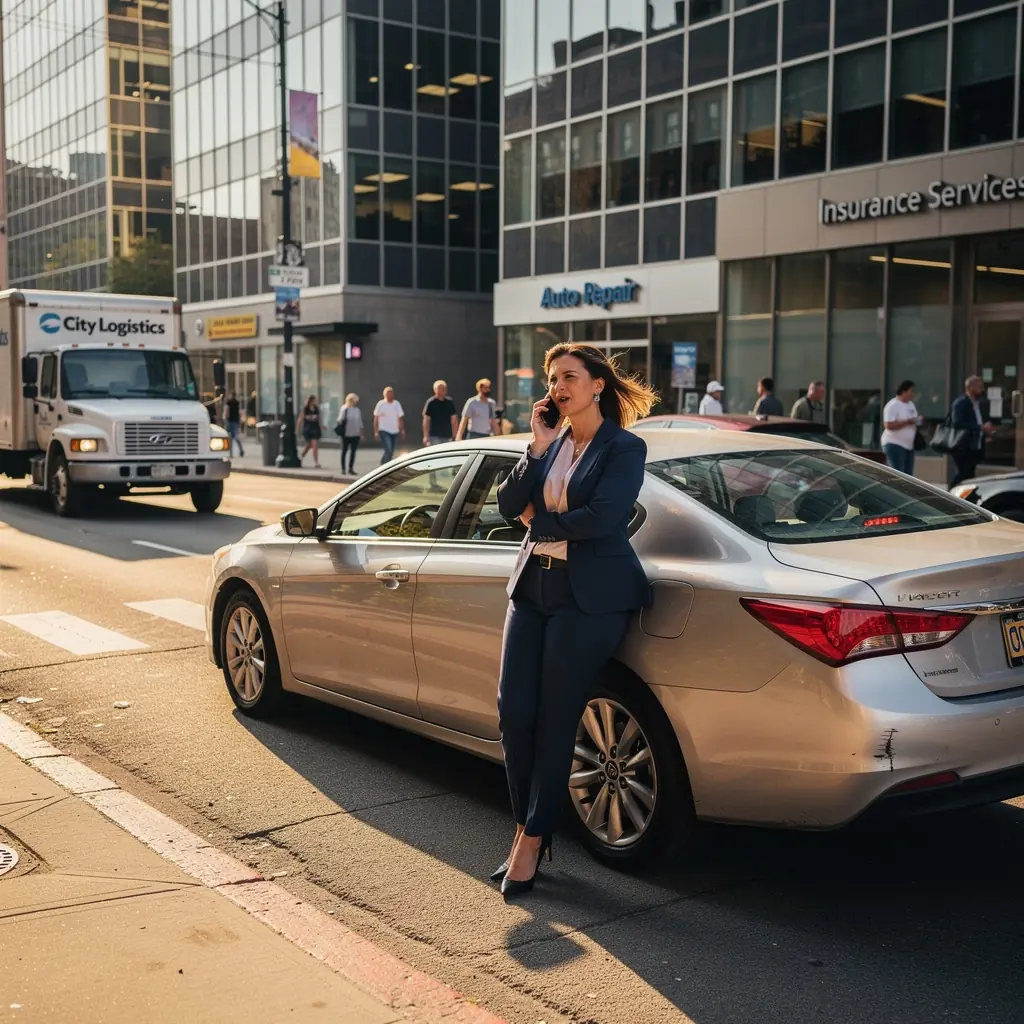 Счастливая семья, обсуждающая условия страховки автомобиля, демонстрирующая заботу о безопасности.